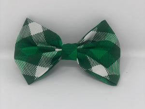 Green Plaid Pet Bow Tie